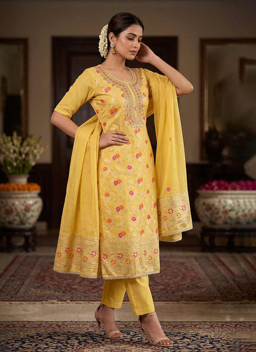 Yellow Embroidered Salwar Suit