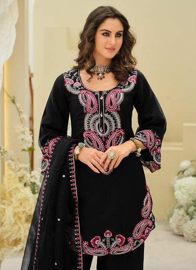 Black Embroidered Farshi Shalwar Suit
