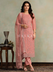 Peach Embroidery Salwar Kameez Suit