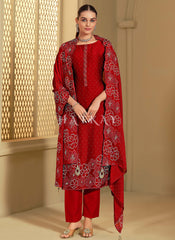 Ruby Red Embroidered Pant Style Suit