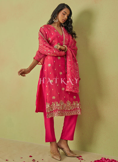 Hot Pink Embroidery Salwar Suit