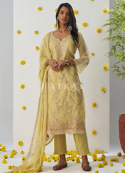 Yellow Embroidery Salwar Suit