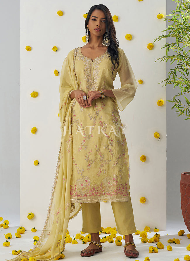 Yellow Embroidery Salwar Suit