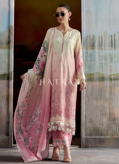 Pink Ombré Embroidered Salwar Kameez