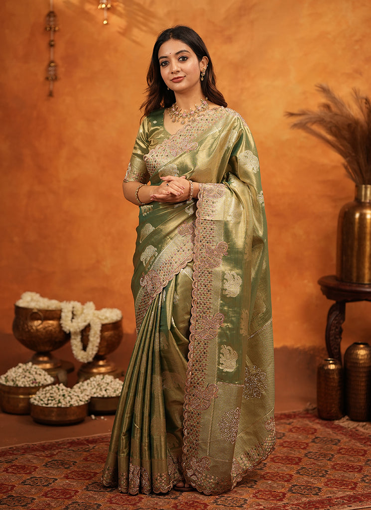 Buy Mehendi Green Saree