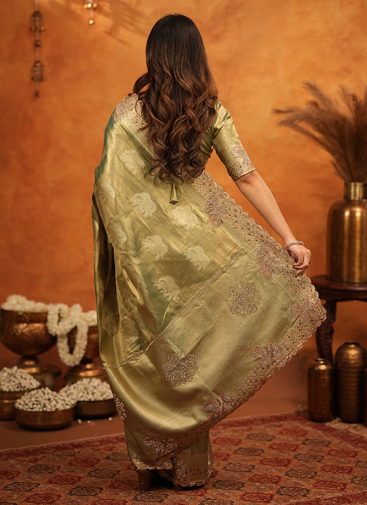 Buy Mehendi Green Saree In USA