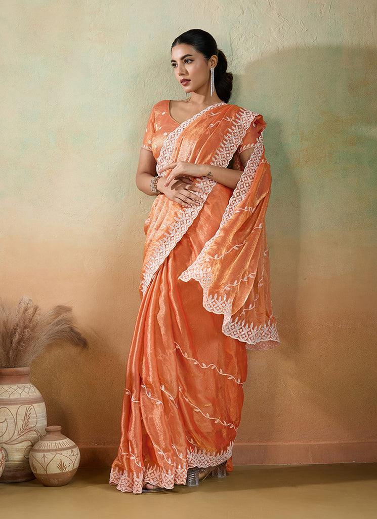 Buy Orange Saree Online In USA