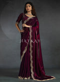 Deep Wine Satin Silk Saree