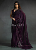 Deep Purple Embroidered Satin Silk Saree