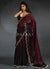 Maroon Ombré Embroidered Satin Silk Saree