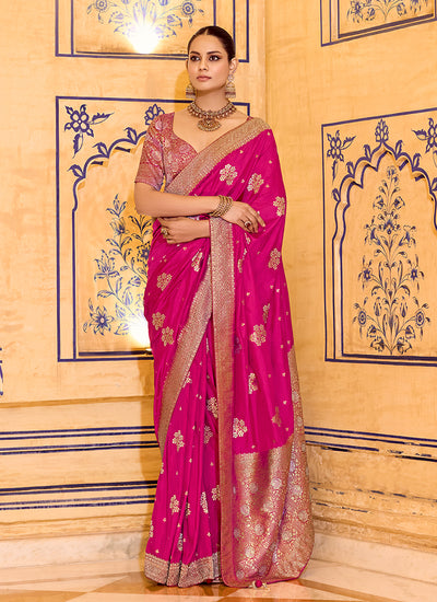 Magenta Pink Traditional Silk Saree