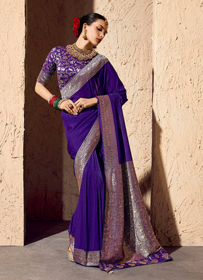 Violet Traditional Printed Saree