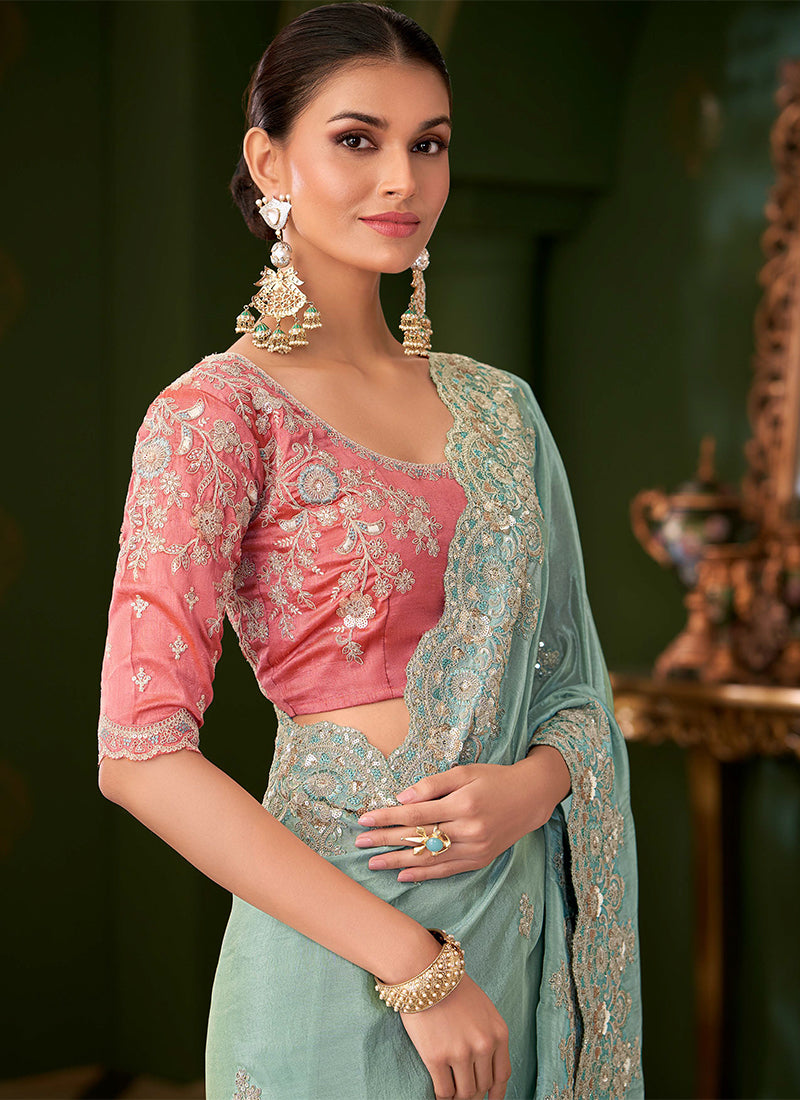 Buy Blue Designer Saree