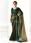 Green Ombré Embroidered Tissue Silk Saree