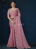 Pink Embroidery Silk Saree