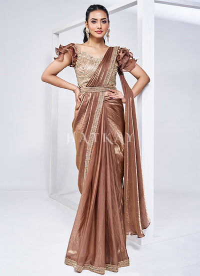 Rose Gold Embroidery Wedding Saree