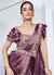 Mauve Purple Embroidery Wedding Saree