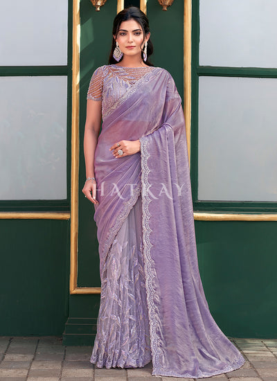 Lavender Embroidered Festive Saree