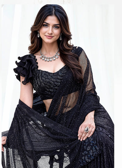 Black Embroidery Festive Saree