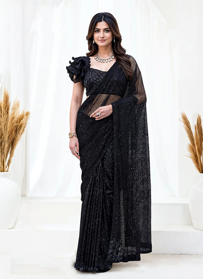 Black Embroidery Festive Saree