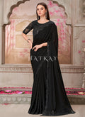 Black Sequence Embroidery Traditional Wedding Saree