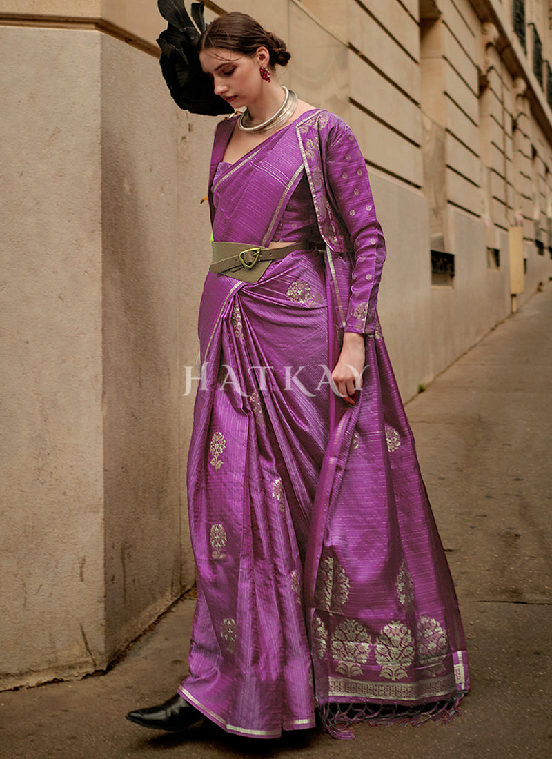 Rani Pink Handloom Woven Silk Saree