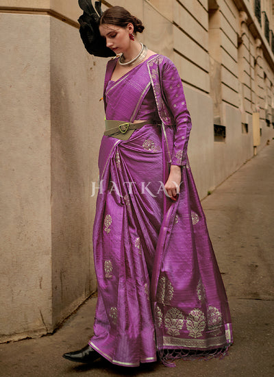 Rani Pink Handloom Woven Silk Saree