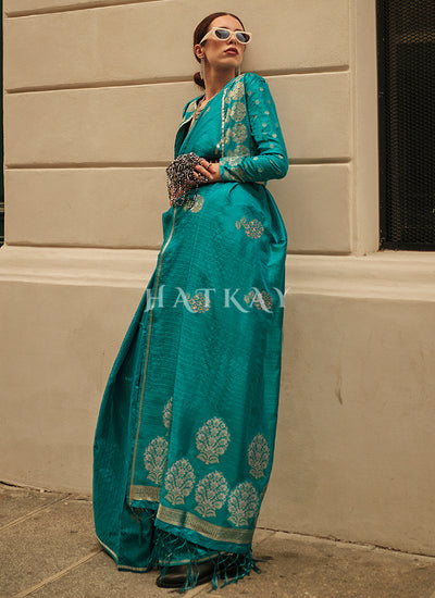 Sea Green Handloom Woven Silk Saree