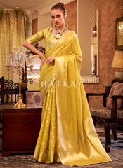 Yellow Handloom Woven Silk Saree