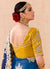 Blue Yellow Embroidery Silk Saree