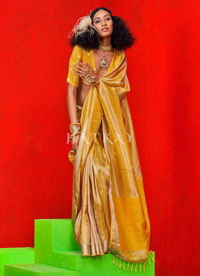 Yellow Handloom Silk Saree