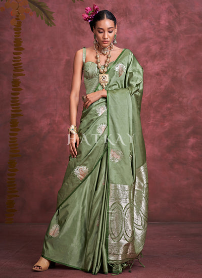 Green Handloom Weaving Silk Saree