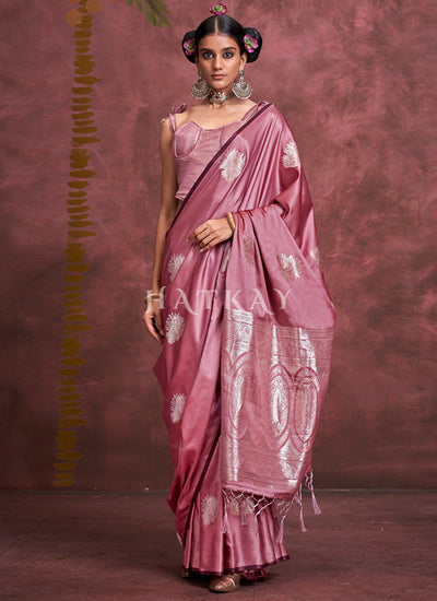 Pink Handloom Weaving Silk Saree
