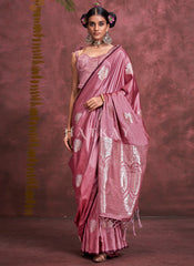 Pink Handloom Weaving Silk Saree