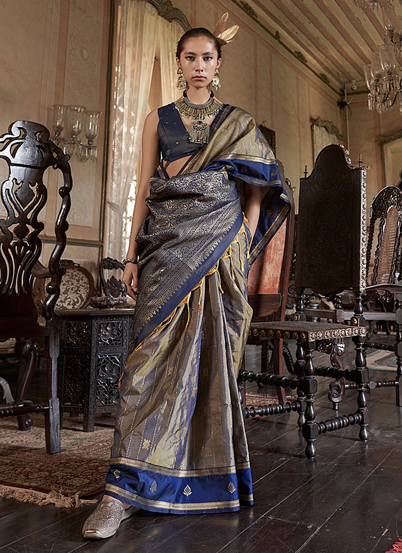 Blue Handloom Silk Saree