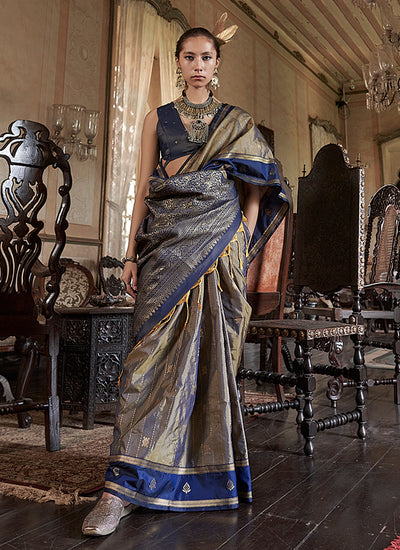 Blue Handloom Silk Saree