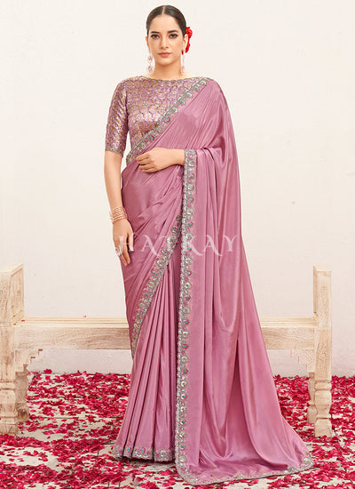Rich Pink Embroidered Wedding Saree
