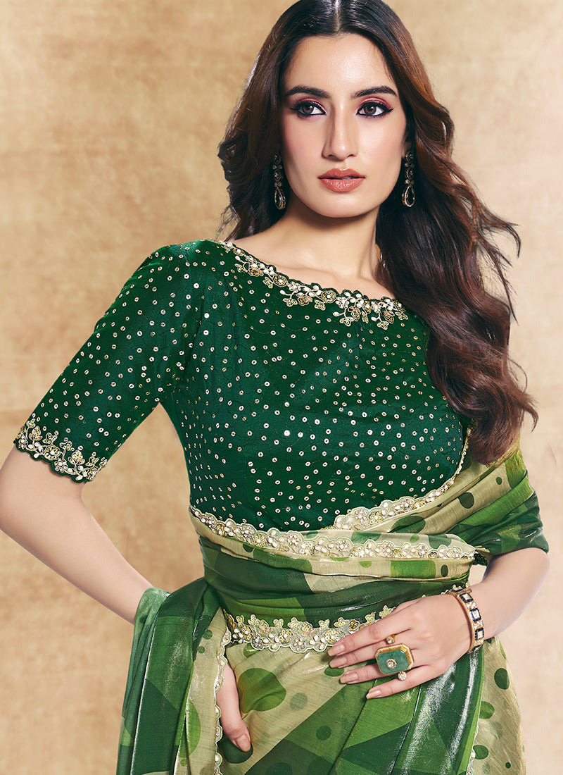 Buy Green Mehendi Saree