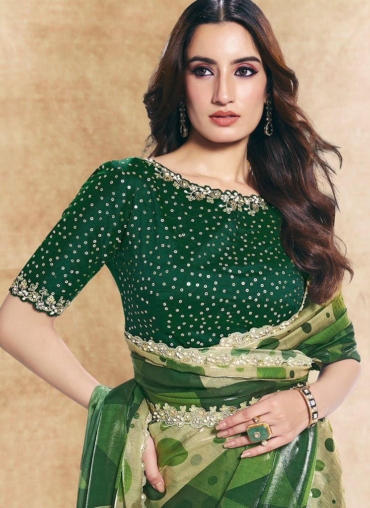 Buy Green Mehendi Saree