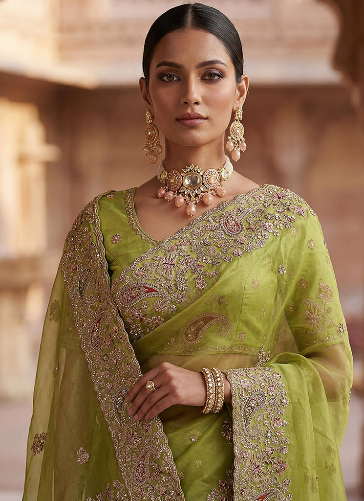 Buy Lime Green Wedding Saree
