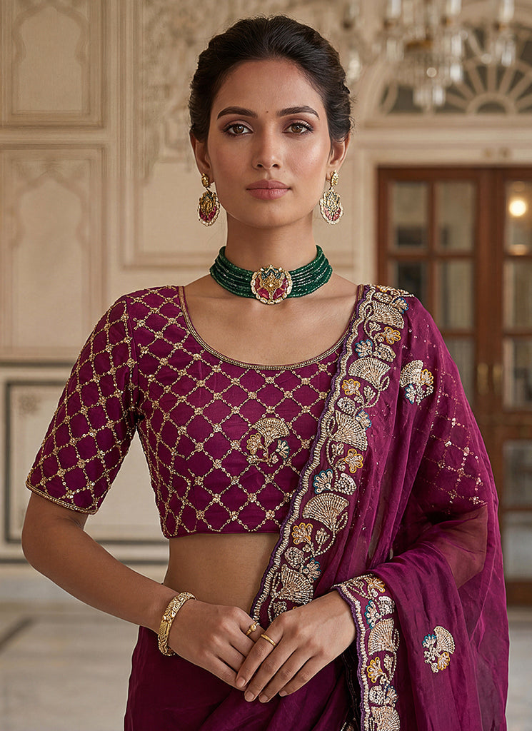 Buy Wine Chiffon Saree