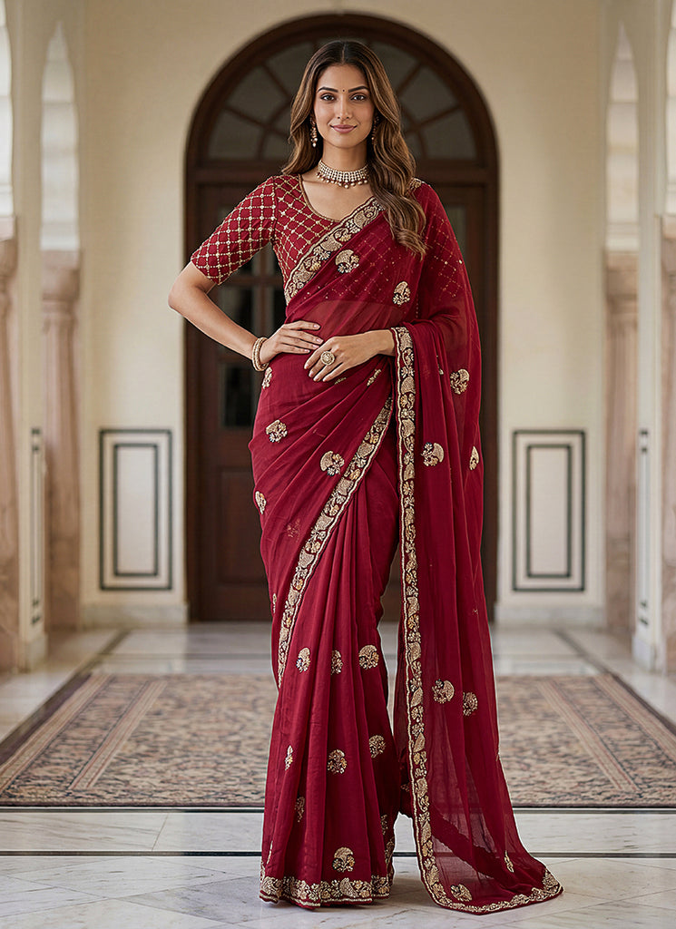 Buy Maroon Festive Saree