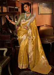 Yellow And Green Paithani Silk Saree
