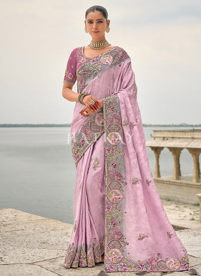 Lavender Multi Embroidered Saree