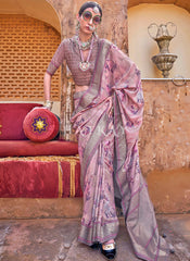 Purple Zari Brocade Detailed Silk Saree