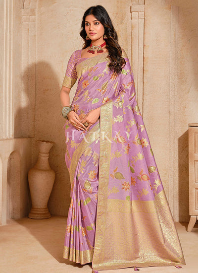 Lavender Traditional Silk Saree