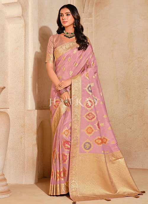 Soft Pink Traditional Silk Saree