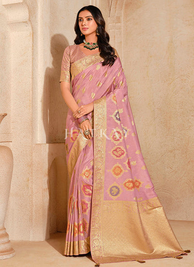 Soft Pink Traditional Silk Saree