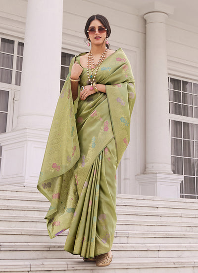 Green Golden Handwoven Silk Saree