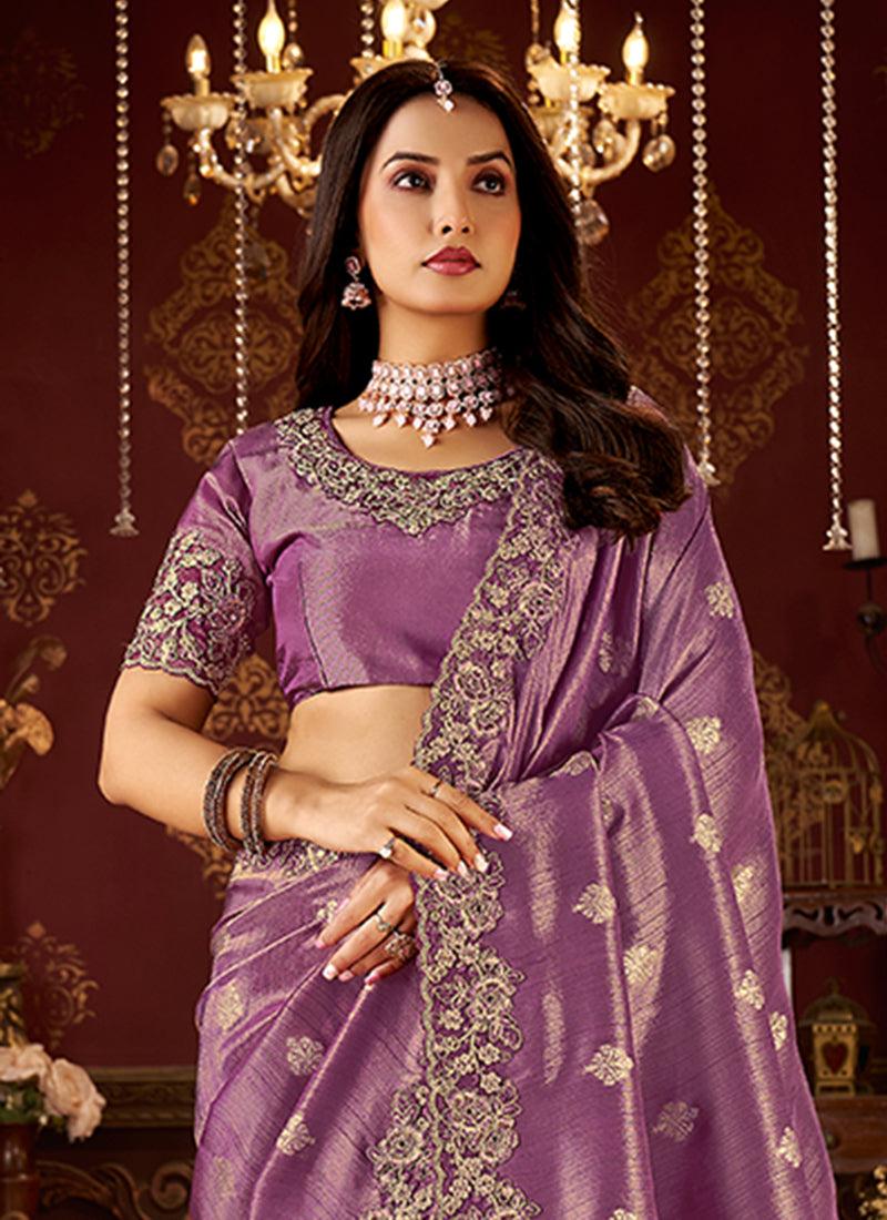 Buy Purple Partywear Saree